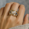 Barbora - Anillo vintage de oro con incrustaciones y circonitas