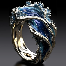 Anillo Ondulado Dorado Vintage del Océano
