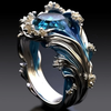Anillo de Cristal Ondulado Vintage del Océano