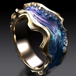 Anillo Oceánico Dorado Vintage