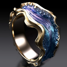 Anillo Oceánico Dorado Vintage