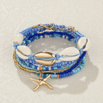 Paquete de Pulseras de Conchas del Océano Azul