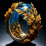 Anillo de Hoja de Océano Dorado Exótico