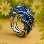Anillo Ondulado Dorado Vintage del Océano