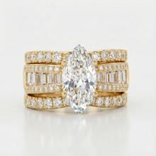 Verena – Conjunto de anillos con cristal y acentos dorados.