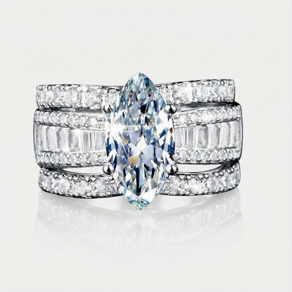 Verena – Conjunto de anillos con cristal y acentos dorados.