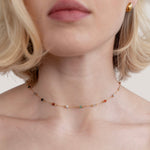 Helmina - Colourful gold-tone necklace with enamel accents.