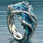 Anillo de Olas del Océano Azul Claro Exótico