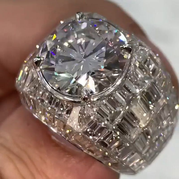 Anna-Lena – Anillo de diamante plateado con corte redondo.