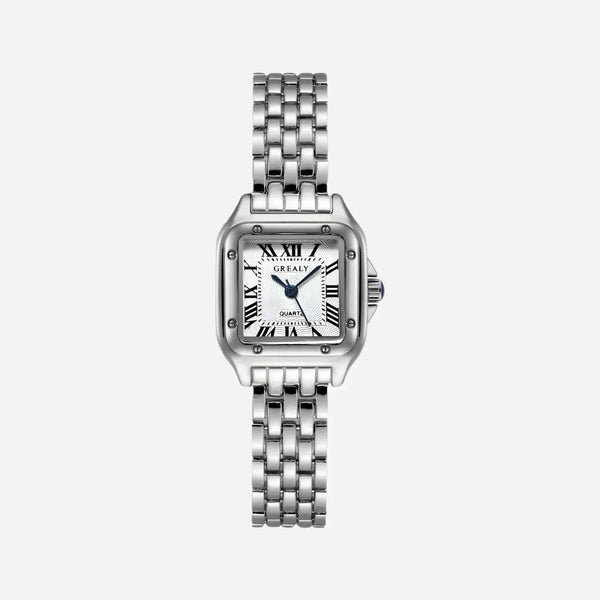 Leonie – Reloj dorado con caja cuadrada.