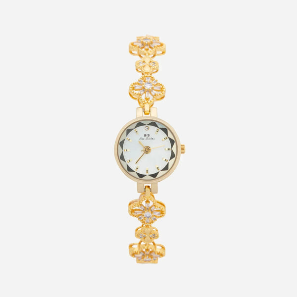 Elina – Reloj dorado con pulsera de inspiración floral.