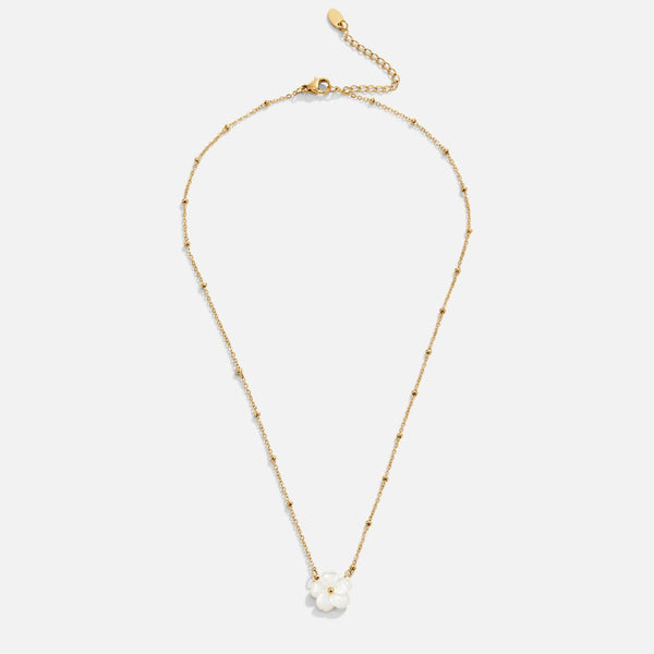 Alena – Collar dorado con colgante de flor.